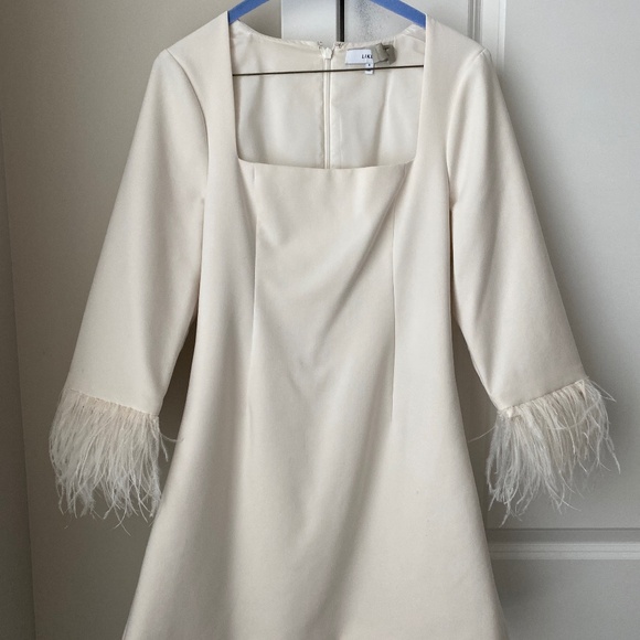 Cher mini Dress with feather sleeves - Picture 1 of 3